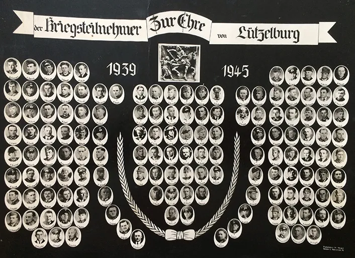 Tafel zur Ehre der Kriegsteilnehmer von Lützelburg 1939 – 1945